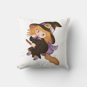 Flying Witch Throw Pillow