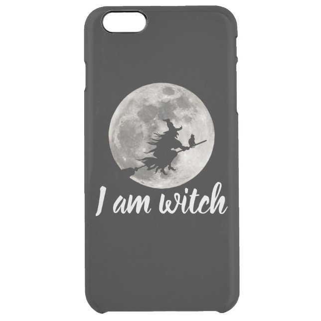 Flying witch with a bright moon behind her uncommon iPhone case (Back)