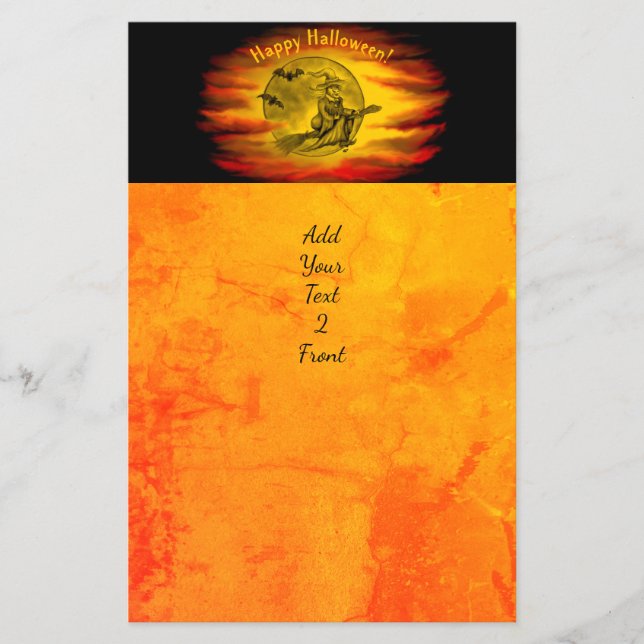 Flying witch with black cat , halloween night flyer (Front)