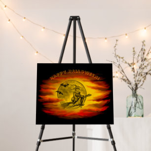 Flying witch with black cat , halloween night foam board