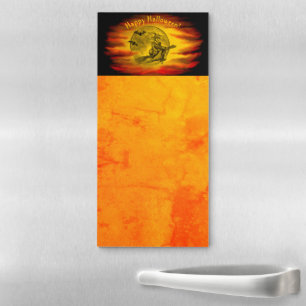 Flying witch with black cat , halloween night magnetic notepad