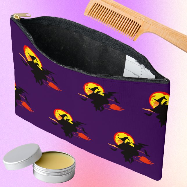 Flying Witch  with full moon   Accessory Pouch (Creator Uploaded)