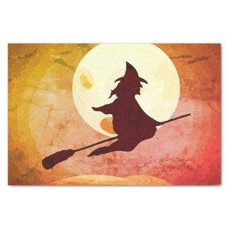 Flying Witch  with full moon  no2 Tissue Paper