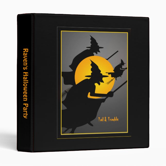 Flying Witches Halloween Party Photo album Binder (Front/Spine)