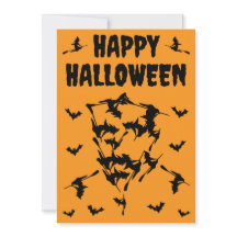 Flying Witches Halloween Skull Silhouette Postcard