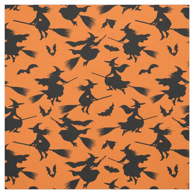 Flying Witches Pattern Fabric (Swatch)