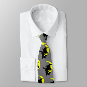 Flying Witches Pattern Gray Halloween Novelty tie