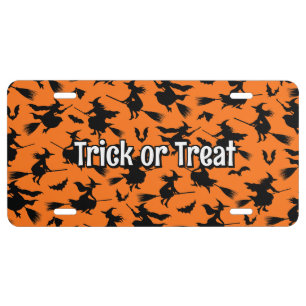 Flying Witches Pattern License Plate