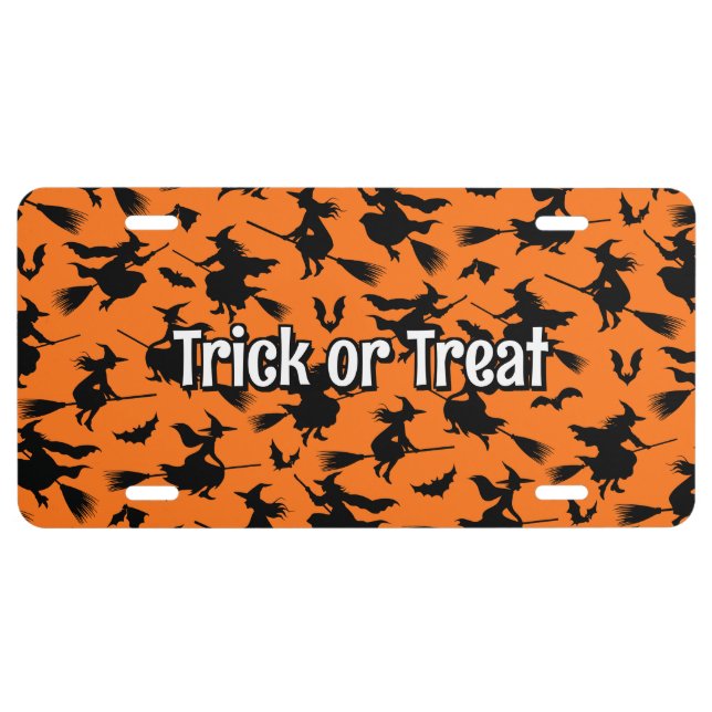 Flying Witches Pattern License Plate (Front)