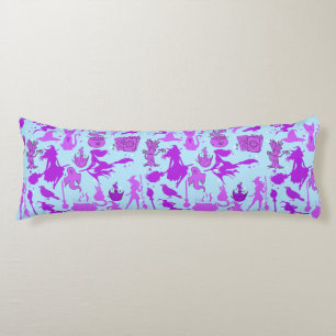 Flying witches pattern.Purple L Blue BG Body Pillow