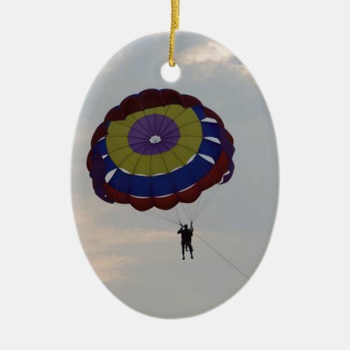 Flying with a parasail ceramic ornament