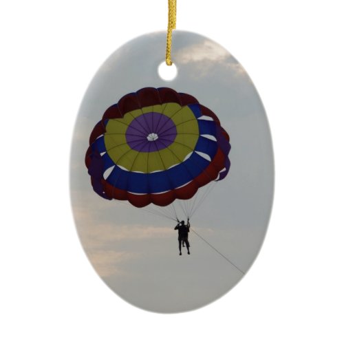 Flying with a parasail ceramic ornament