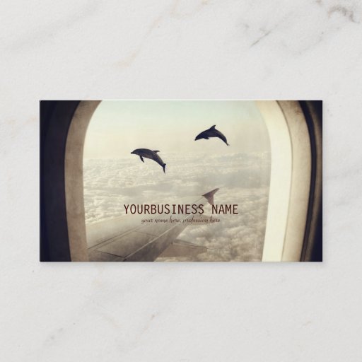 Customizable Flying with Dolphins Business Card Template