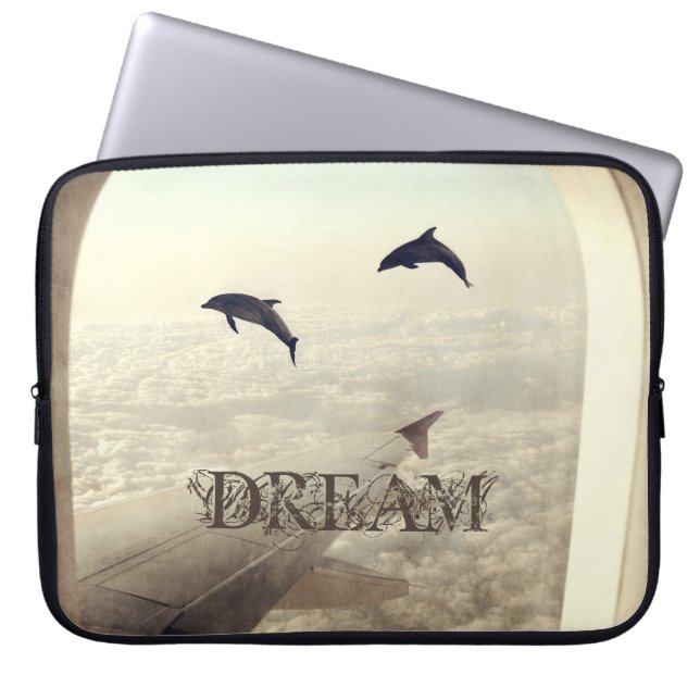 Flying with Dolphins Laptop Sleeve (Front)