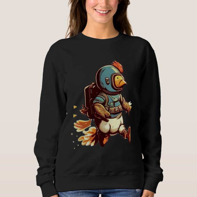 Flying with Jet Pack  Chicken Sweatshirt (Front)