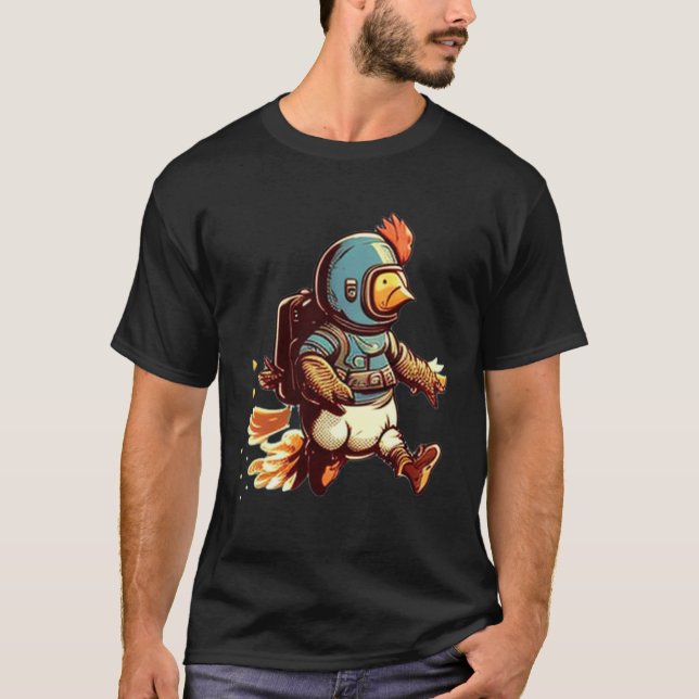 Flying with Jet Pack  Chicken T-Shirt (Front)