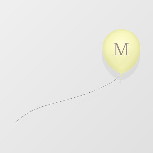 Flying Yellow Balloon Custom Letter or Monogram Wall Decal (Front)