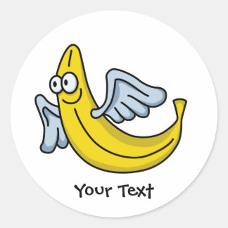 Flying Yellow Banana Classic Round Sticker