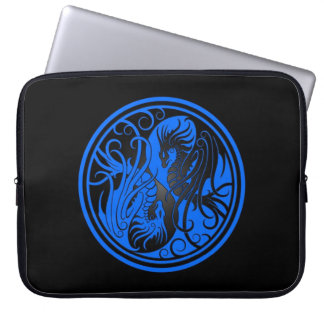 Flying Yin Yang Dragons - blue and black Laptop Sleeve