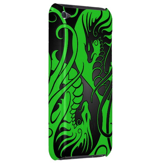 Flying Yin Yang Dragons - green and black iPod Touch Case (Back/Right)