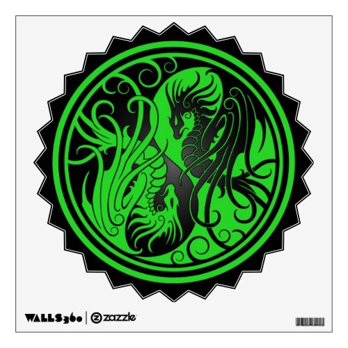 Flying Yin Yang Dragons _ green and black Wall Decal