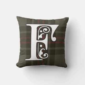 Flynn Clan Tartan Monogram Throw Pillow