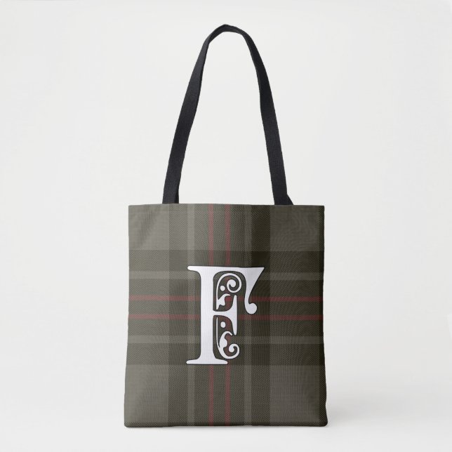 Flynn Clan Tartan Monogram Tote Bag (Front)