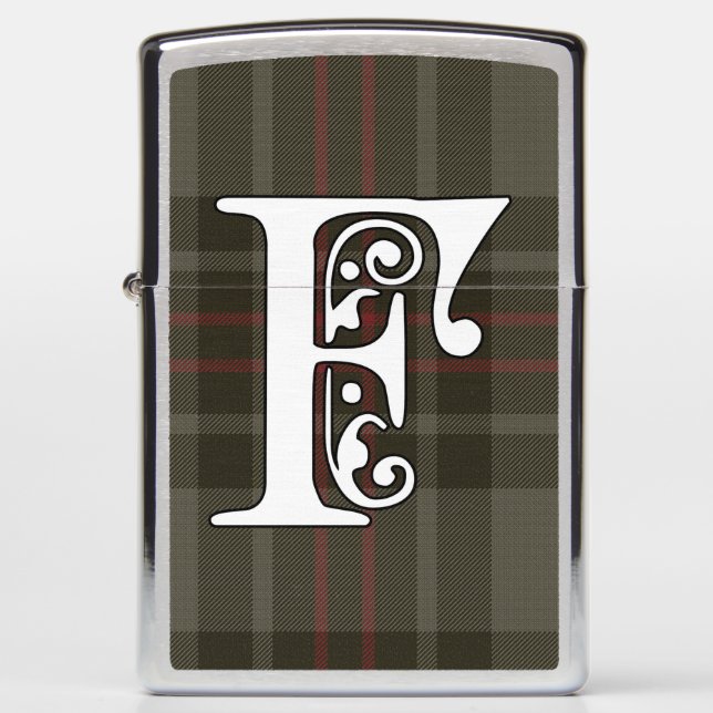Flynn Clan Tartan Monogram Zippo Lighter (Front)