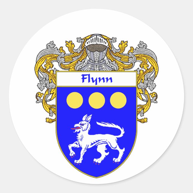 Flynn Coat of Arms (Mantled) Classic Round Sticker (Front)