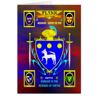 FLYNN FAMILY COAT OF ARMS CREST AND SHIELD CARDS