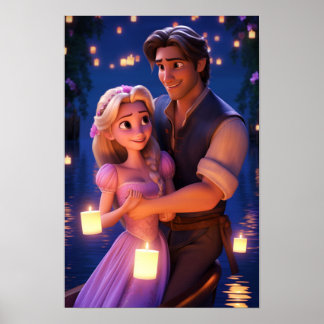 Flynn & Rapunzel Tangled Couple Poster
