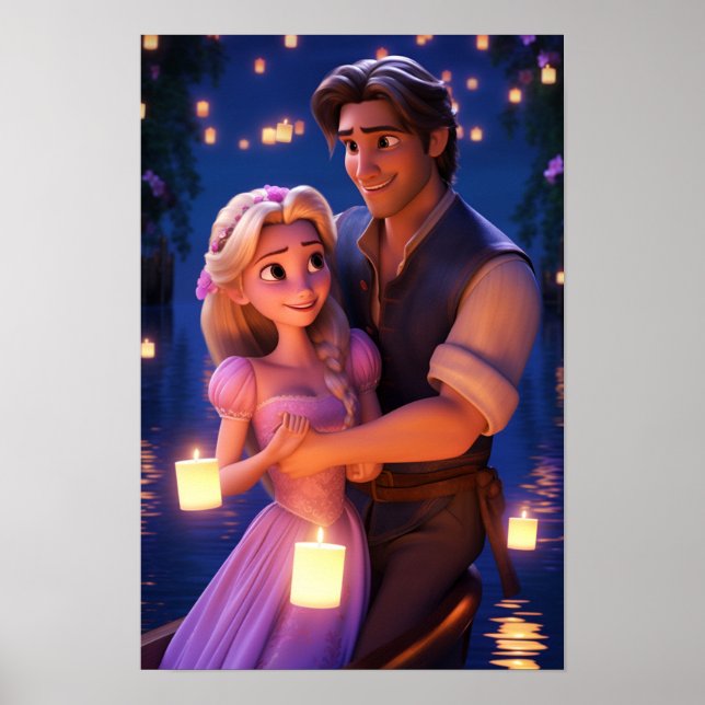 Flynn & Rapunzel Tangled Couple Poster (Front)