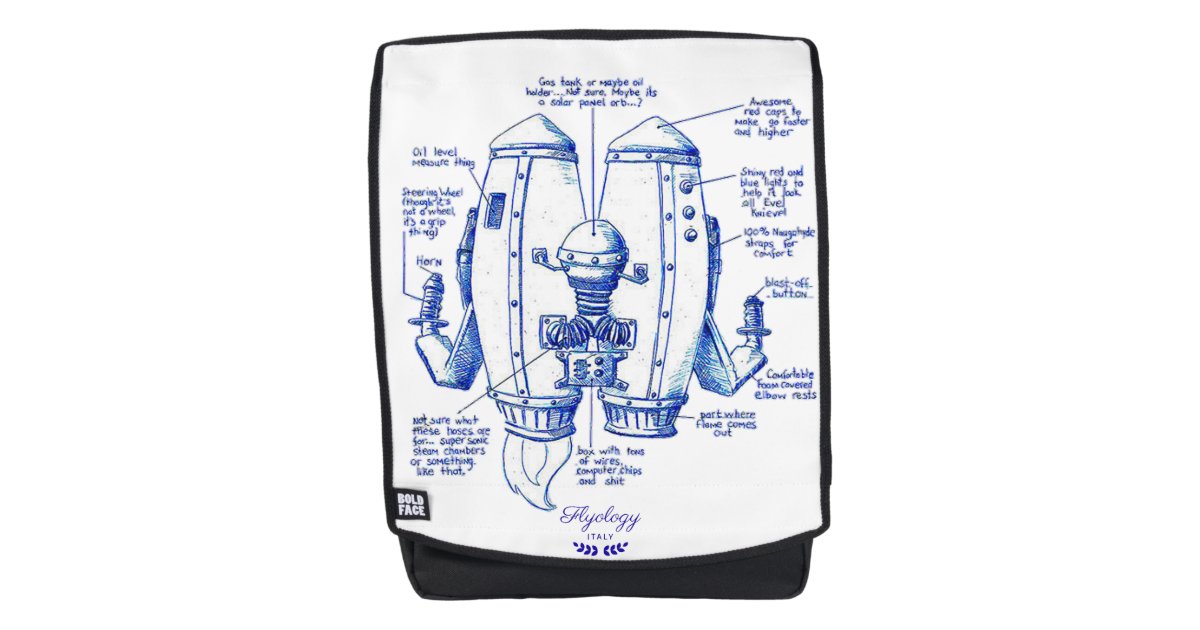 Flyology Boldface Jetpack Blueprint Backpack Zazzle