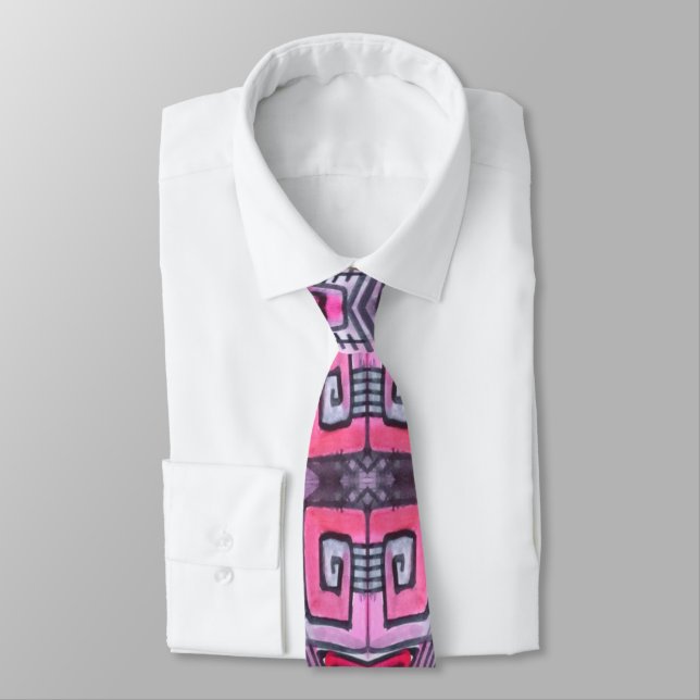 Flyover Abstract Watercolor Pattern  Neck Tie (Tied)