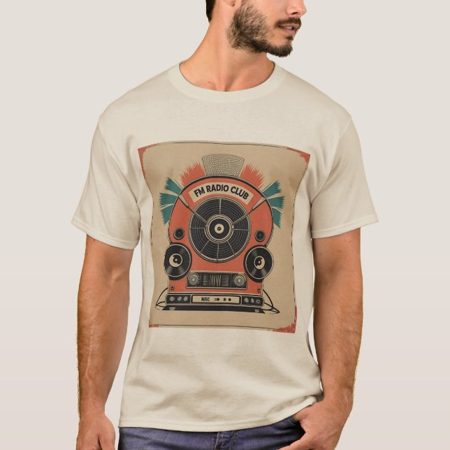 FM Radio Club - Retro Radio Art Tee (Front)
