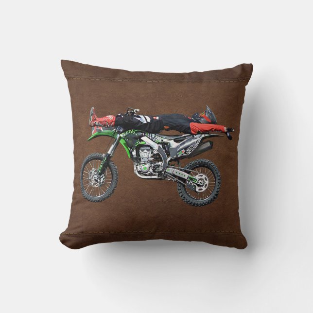 FMX - Freestyle Aerial Motocross Stunt III Throw Pillow (Front)