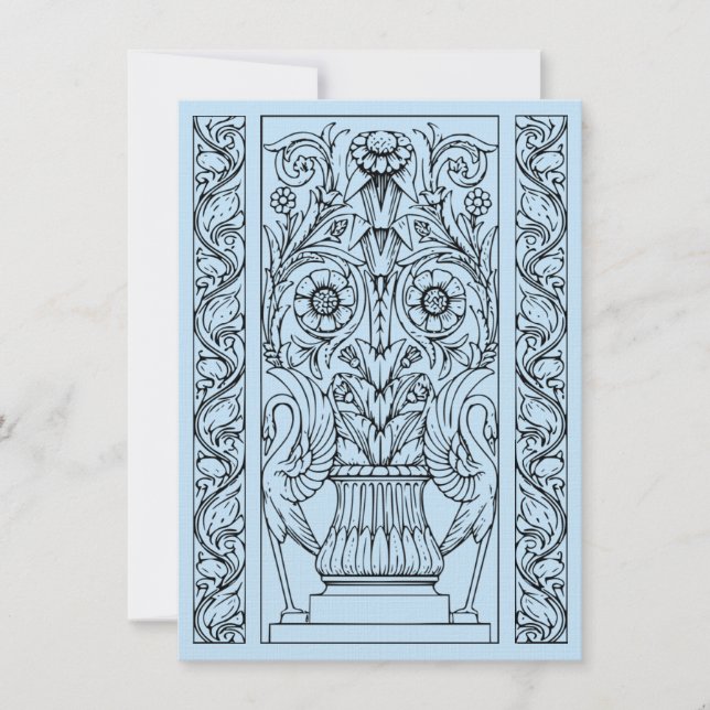 FNC Floral Urn & Swans Greeting Card (Front)