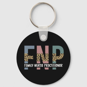 FNP Family Nurse Practitioner Cheetah Print Keychain