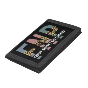 FNP Family Nurse Practitioner Cheetah Print Tri-fold Wallet