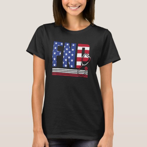 Fnp Family Nurse Practitioner Usa Flag Funny Nursi T_Shirt