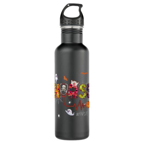 FNP Halloween Ghost Spider Family Nurse Practition Stainless Steel Water Bottle