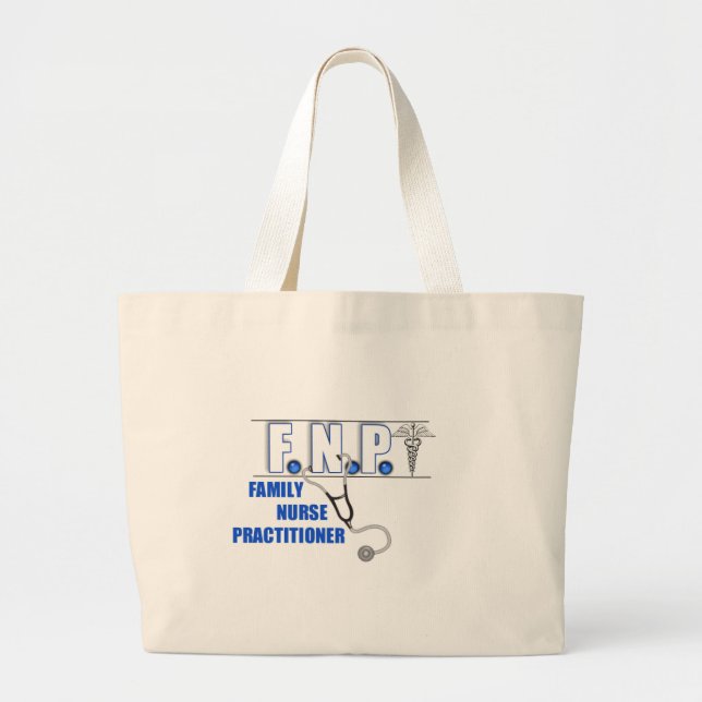FNP  LOGO  STETHOSCOPE FAMILY NURSE PRACTITIONER LARGE TOTE BAG (Front)
