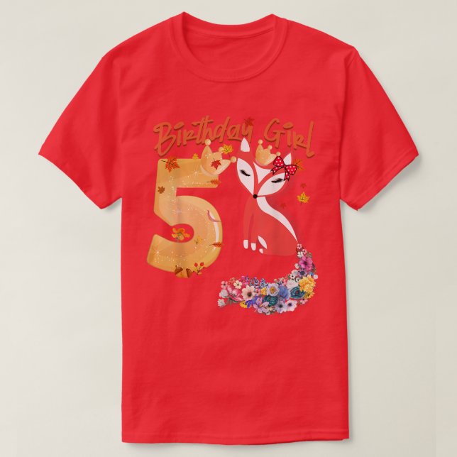Fo Animal Lovers 5th Birthday Girl Fo Bday 5 year  T-Shirt (Design Front)