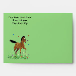 Foal And Butterflies Custom Notecard Envelopes
