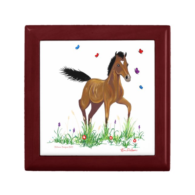 Foal and Butterflies Equestrian Jewelry/ Gift Box (Front)