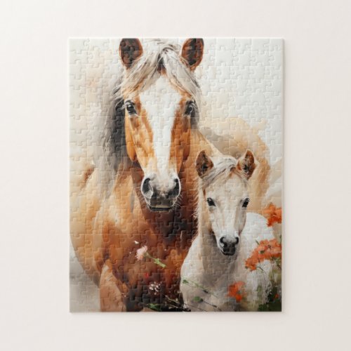 Foal and horse in the poppy meadow jigsaw puzzle