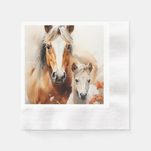 Foal and horse in the poppy meadow napkins