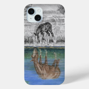 Foal Water Reflection of Horse iPhone 15 Plus Case
