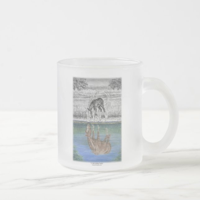 Foal Water Reflection of Horse Frosted Glass Coffee Mug (Right)