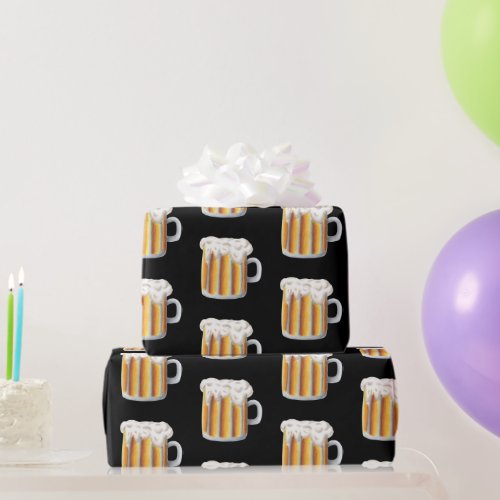 Foam Beer Pints Pattern Dad Birthday Wrapping Paper